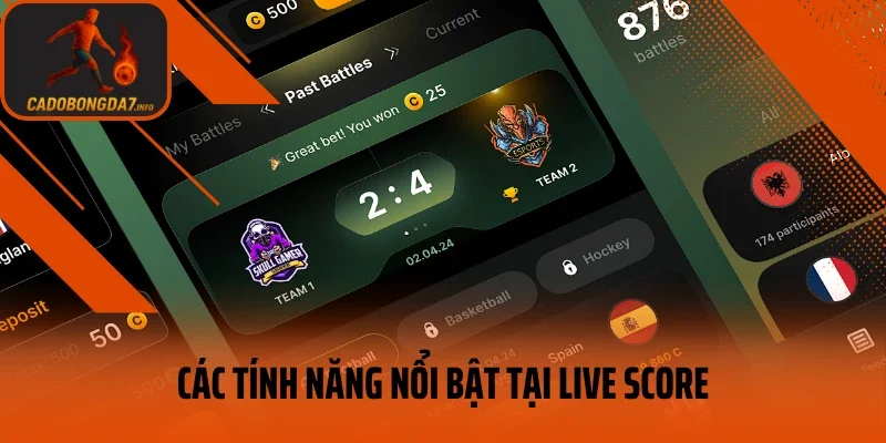 Các tính năng nổi bật tại Live Score