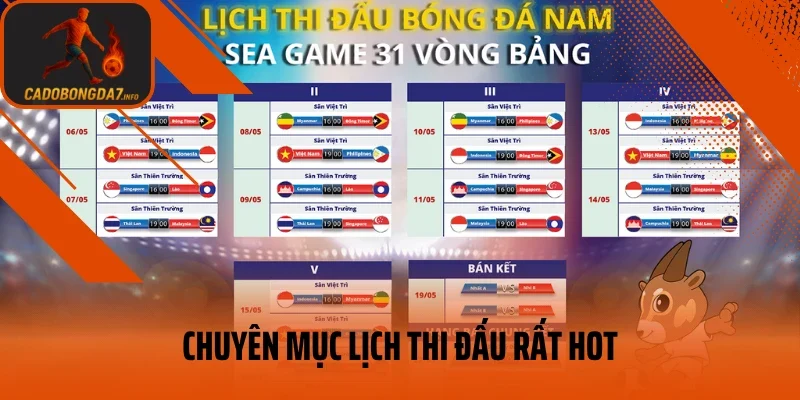 Chuyên mục lịch thi đấu rất hot